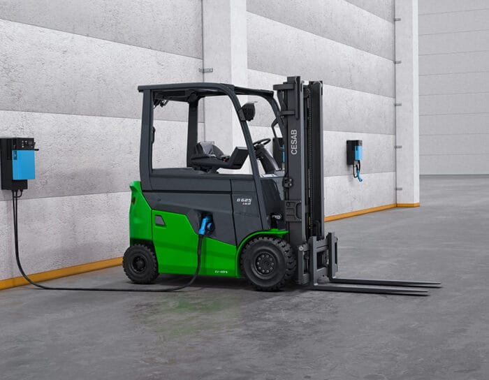 Chariot élévateur frontal électrique chargement batterie